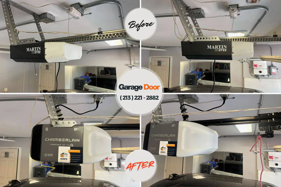 Before and after: garage door repair Great River, NY